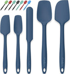 Coukre Silicone Spatula Set of 5,High Temperature Resistant, Food Grade Silicone, Dishwasher Safe, for Baking, Cooking (Pure Dark Blue)