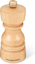 Cole & Mason London Refillable Spice Mill - Kitchen & Home Accessory - Table Salt Grinder - Salt Mill with Ceramic Mechanism - 5", Natural Beech