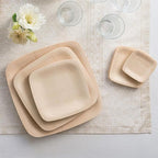 Bambu Pack of 100-7 Inch Disposable Bamboo Plates Square, Biodegradable Eco Friendly Products, Bamboo Disposable Plates for Party, Weddings, and Events, Great For Any Occasion - Bulk Case
