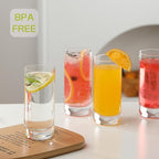 Drinking Glasses Set of 6, 13oz Crystal Highball Glasses, Clear Tall Glass Cups,Water Glass for Kitchen,Tom Collins,Juice,Whiskey,Mojito Cocktail Glasses for Bar Glassware,Gifts