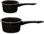 2 Pack Granite Saucepans: Naturally Nonstick Sauce Pots - Speckled Enamel Ware Cookware – 1 and 2 Quart Sauce Pans for Cooking and Boiling - Granite Pot for Stovetop, Campfire, Outdoor Stove