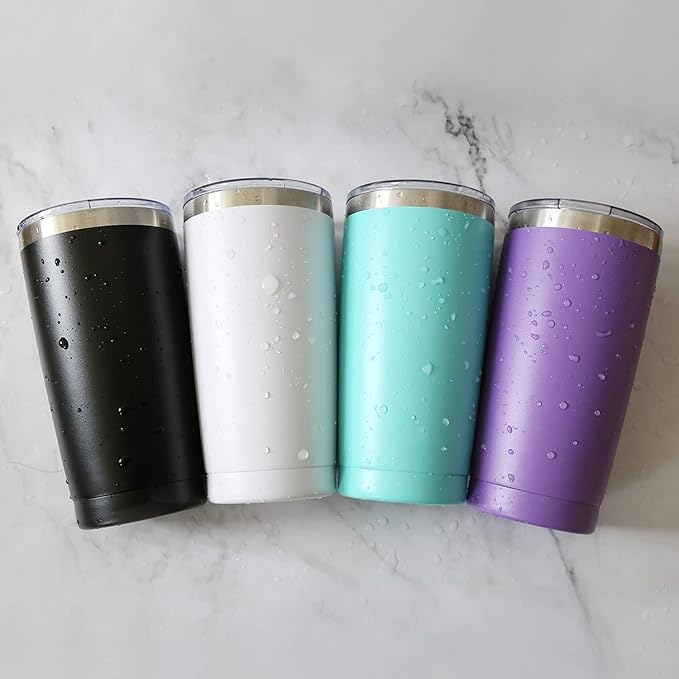 12 pack 20 oz Stainless Steel Insulated Tumbler with Straw and Lid, Double Wall Travel Coffee Mug Vacuum Insulated Bulk Tumbler, Suitable for Vehicle Cup Holders （White）