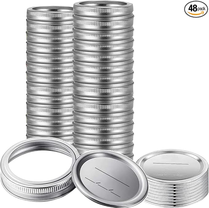 BSL 48 Pcs Canning Lids with Rings, Premium Mason Jar Lids with Bands/Rings for 86mm Wide Mouth Jars - Food Grade Material, 100% Fit & Airtight