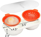 Microwave Egg Poacher 2 Eggs, Double Layer Egg Boiler for Microwave 2 Cavity Eggs Poacher Steamer Boiled Egg Cup Mold Microwave Boiled Eggs Maker for Egg Boiler Hamburg Sandwiches (Yellow+Accessories)