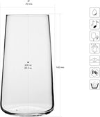Krosno Water Glasses, Set of 6, Capacity 20 fl oz, Infinity Collection, Thin Highball Glasses,Clear Tall Glass Cups For Water, Juice, Drinks, and Cocktails, Dishwasher Safe, Made in Europe