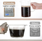BCnmviku Glass Measuring Cup, Insulated handle, V-Shaped Spout, High Borosilicate Glass Measuring Cup 1000ML、 /1 Liter, 4 Cup for Kitchen or Restaurant, Easy To Read (1000ml-1pcs)