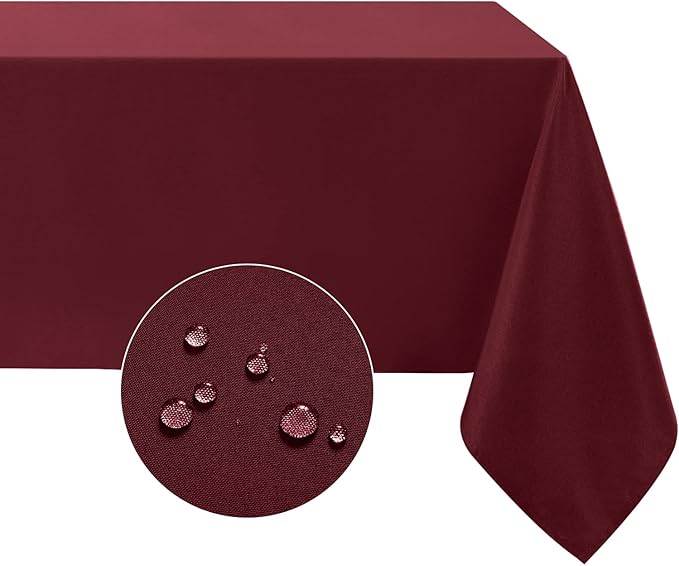 Softalker Rectangle Tablecloth, Waterproof & Stain Resistant Table Cloths Wrinkle Free Fabric Washable 210GSM Polyester Table Cover for Dining/Party/Outdoor - 60 x 120 inch,Burgundy