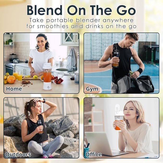 Personal Blender Wireless 24oz Cordless Mini 360 Watt Portable Blender-for Smoothies Freshly Squeezed Juices 6000mAh Self Cleaning and BPA Free Portable Juicer with 6 Sharp Blade Black Knight