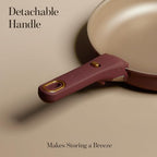 CAROTE 18Pcs Titanium Reinforced Nonstick Pots and Pans Set, Nonstick Cookware Set with Detachable Handle, Induction Kitchen Cookware Sets Removable Handles, Dishwasher Safe, Oven Safe, Red