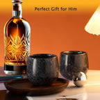 Marble Whiskey Glasses Set of 2, Bourbon Gifts for Men, Freezable Old Fashioned Bourbon Drinking Glass, Christmas Anniversary Birthday Gifts