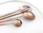 Copper 36-Pieces Silverware Flatware Mirror Polished Dinnerware, 18/0 Stainless Steel Rose Gold Cutlery Set For Home Kitchen Party Hotel Restaurant Wedding Service for 6