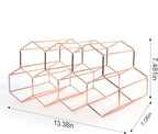 Rose Gold Wine Racks Countertop 9 Bottle,Geometric Stainless Steel Wine Bottle Holder,Compact Small Wine Rack for Cabinet Pantry Bar Table No Assembly Required