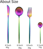 JASHII Silverware Set, 24-Piece Stainless Steel Flatware Set,Kitchen Utensil Set Service for 6,Tableware Cutlery Set for Home, Dishwasher Safe (Matte Rainbow)