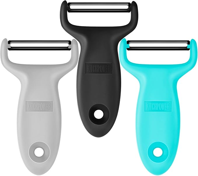 Potato Peeler, Vegetable Peelers for Kitchen, Carbon Steel Peeler 3-Pack Grey/Blue/Black