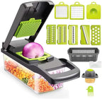 Vegetable Chopper, Veggie Chopper with Container and Lid, Kitchen Vegetable Slicer, Cheese and Onion Slicer, Multifunctional Food Chopper (Black)