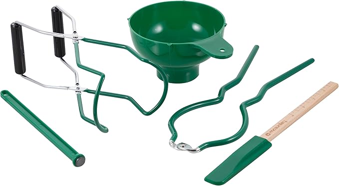 Water Bath Canner 7-Piece Set, Includes Stainless Steel 21.5Qt Induction Capable Canner with Glass Lid, + 1 Stainless Steel Prep-N-Cook Canning Rack, + 1 Jar Wrench, + 1 Bubble Remover, + 1 Lid Lifter