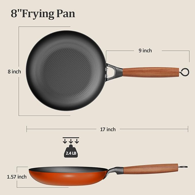 YUTANN Nonstick Frying Pan, 8 inch Enameled Cast Iron Pan Kitchen Healthy Egg Fry Pan Omelette with Detachable Handle, Lightweight Pre-seasoned Cast Iron Skillet, Dishwasher & Oven Safe