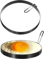 HARFINGTON 2Pcs Egg Rings 7.8" Stainless Steel Nonstick Round Pancake Shaper Cooking Mould for Griddle Frying Eggs Sandwich Omelets Breakfast
