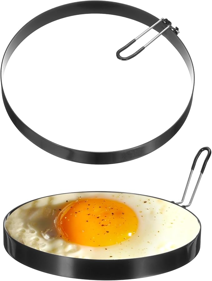 HARFINGTON 2Pcs Egg Rings 7.8" Stainless Steel Nonstick Round Pancake Shaper Cooking Mould for Griddle Frying Eggs Sandwich Omelets Breakfast