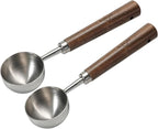 Vintage Coffee Measuring Spoon - 304 Stainless Steel, Coffee Scoop，10g Capacity, Walnut Handle - Perfect for Coffee, Tea, and More (Silver (2 pcs))