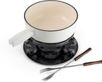 Swissmar Lugano Cast Iron Cheese Fondue Set, 9-Piece, 2 QT / 2 L - Ideal for Melting Cheese, Chocolates, Caramel, & More - Perfect for Kitchen Collection & Gift Giving - Matte White