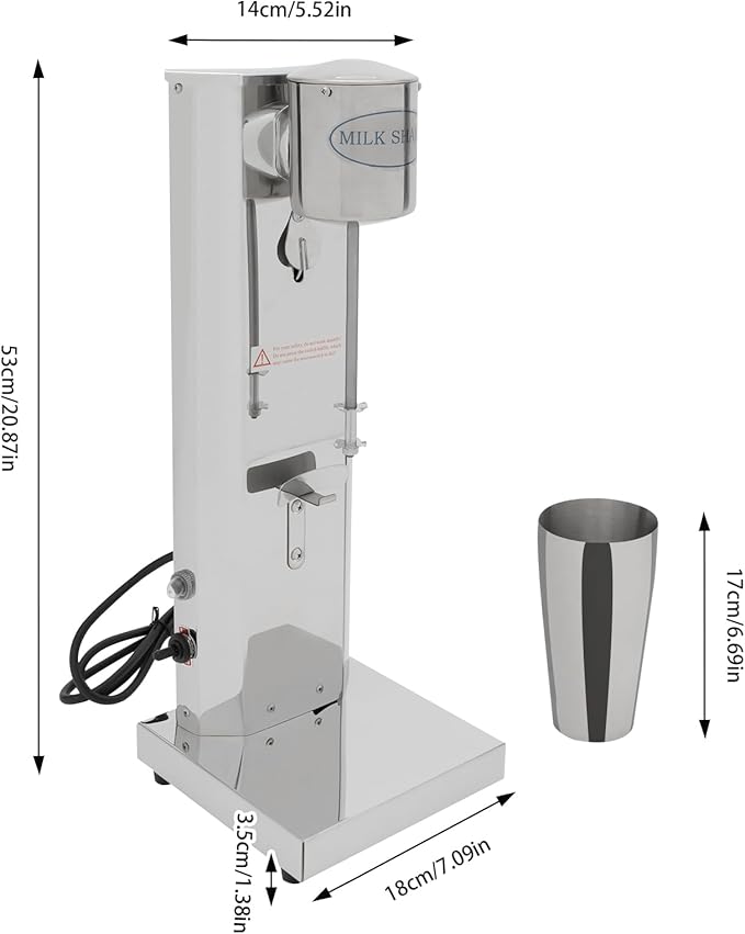 Milkshake Maker Single Head Electric Drink Mixer Commercial Milkshake Blender, 180W Stainless Steel Smoothie Mixer For Making Yogurt, Milk, Cocktails, Smoothies(Single Head,180W)