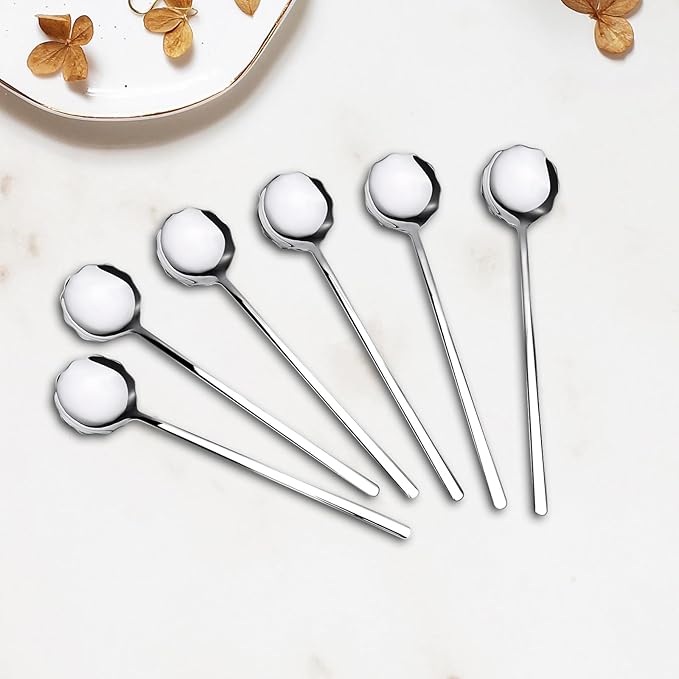 Creative spoons in multiple colors. They can be used to stir flower tea, coffee, and desserts. They're also great for decoration, collection, or as gifts. (silvery)