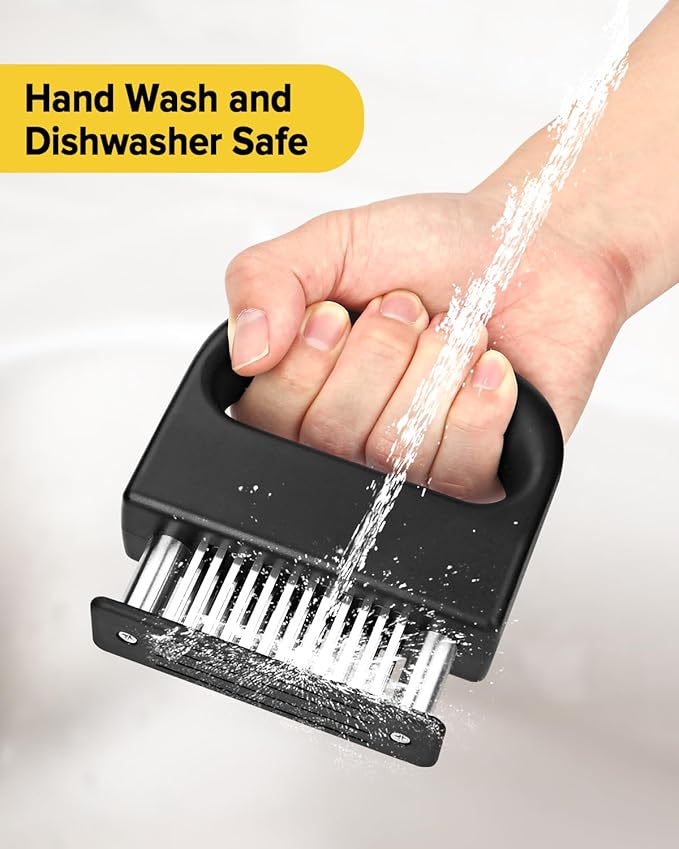 Meat Tenderizer Tool, 48 Stainless Steel Ultra Sharp Needle Blades Meat Tenderizer Stapler for Tenderizing Steak/Beef/Pork/Turkey/Fish/Poultry/Veal Marinade,Black