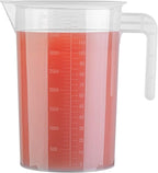 Restaurantware Measuring Cups 4 Quarts Pack of 10 Conical Spout Liquid Measuring Cups Embossed Ml and Oz Graduations, Clear Plastic Scaling Vessel with Handle, For Cooking, Baking, For Oil, Flour