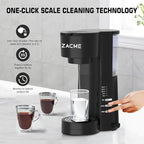 ZACME 4IN1 Single Serve Coffee Maker with Milk Frother & Grinder, Small Coffee Machine for K Cup & Ground, 28oz Water Tank, 6 to 14 oz Brew Sizes, Self-cleaning Function, Adjustable Drip Tray