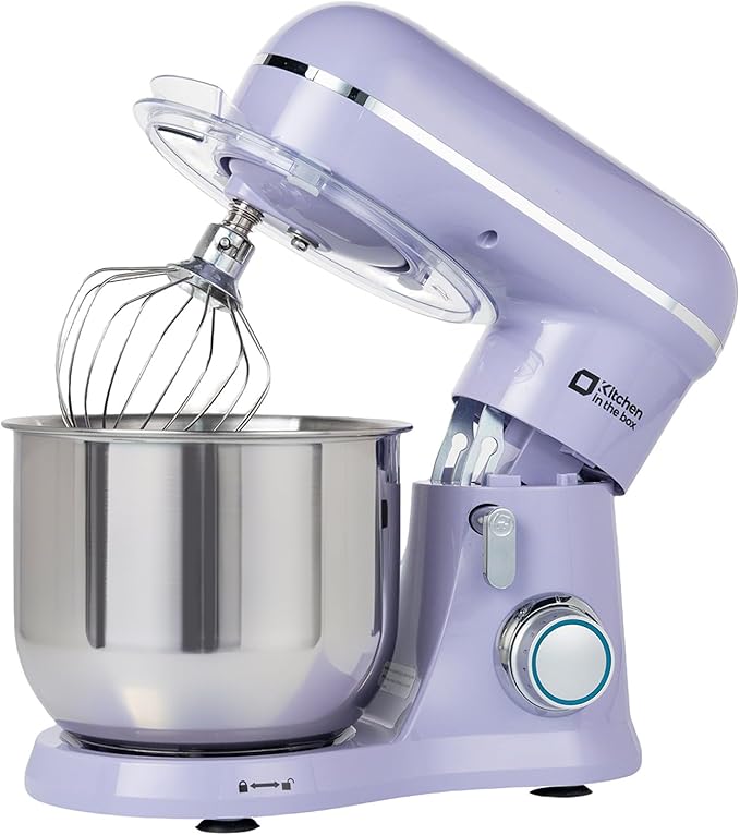 Kitchen in the Box Stand Mixer, 3.5 QT Small Kitchen Electric Stand Mixers, 10-Speed Portable Lightweight Dough Mixer for Daily Use with Egg Whisk, Dough Hook, Beater (Lavender Purple)