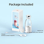 Asa Vea Mini Blender for Smoothies and Milkshakes, Portable Blender, Rechargeable, Personal Size Blender with Quota Outer Travel Lid with 4 Blades, 11 oz for Outdoors, Camping (White)