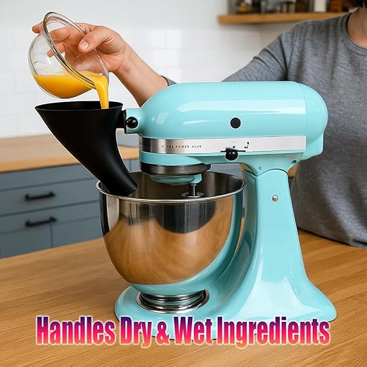 Counte Flour Funnel for Kitchen Aid Mixer,New Flour Funnel-Stand Mixer for Kitchen Aid Artisan Ksm150 5-Quart Tilt-Head Stand Mixer,for Egg Liquid and Both Flour,Enables Guided Pouring (White)