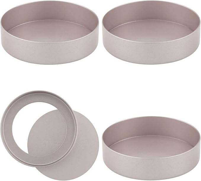 CHEFMADE 3 Inches Round Cake Pan with Removable Bottom, Nonstick Round Baking Pan Set of 4