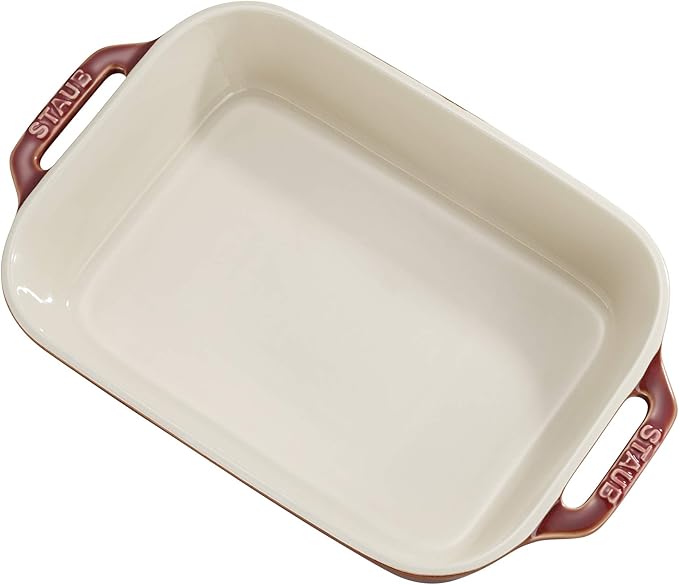 STAUB Ceramic Rectangular Baking Dish Set, 2 pc, Red