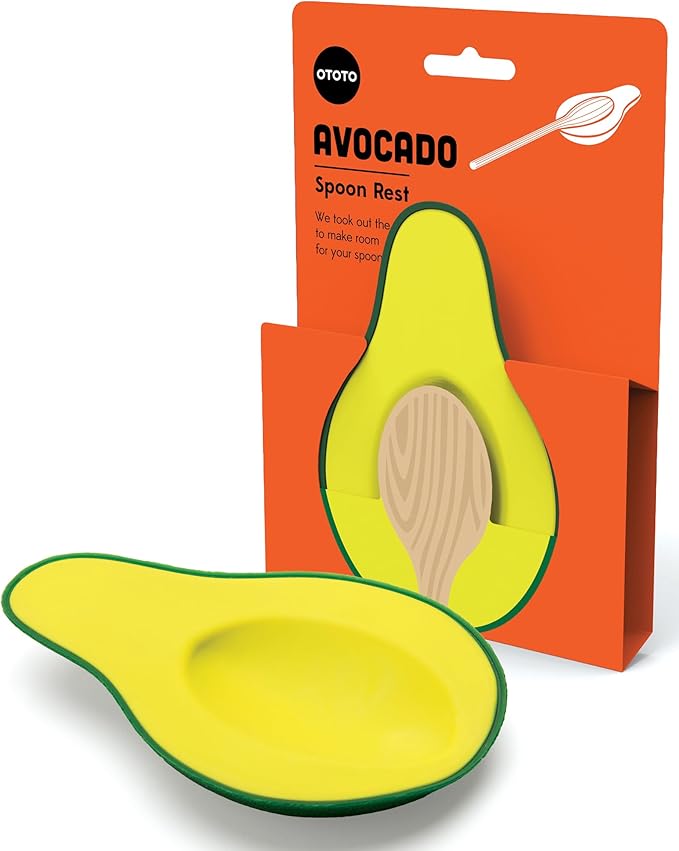 OTOTO Avocado Spoon Rest for Stove Top - Silicone Spoon Rest for Kitchen Counter, for Ladles, Tongs, Spatula Funny Cool Cute Kitchen Gifts Gadgets Accessories