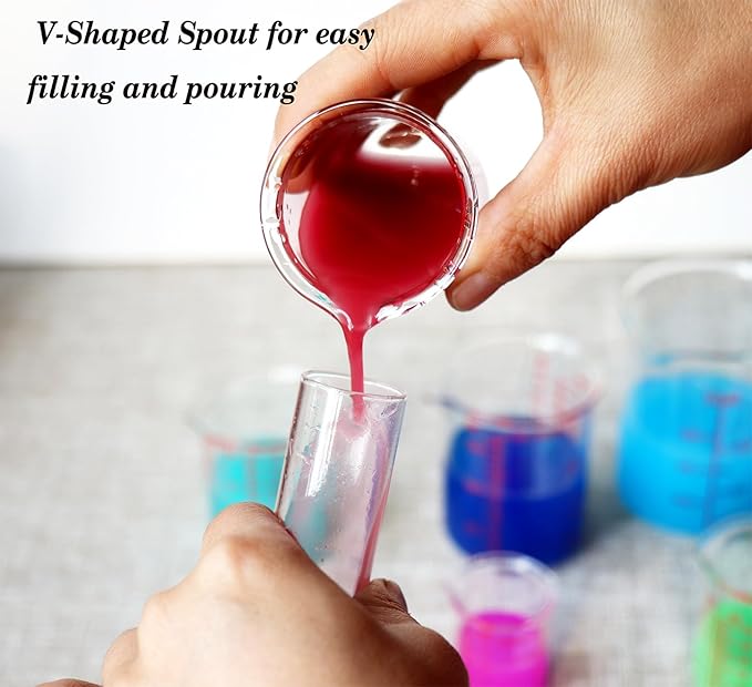 High Borosilicate Glass Measuring Cup-V-Shaped Spout，Glass Measuring Beaker for Kitchen or Restaurant, Easy to Read, 60 ML (2 Oz)-Pack of 2