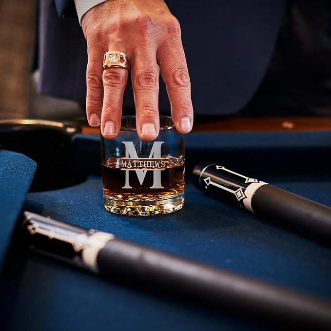 HomeWetBar Engraved Whiskey Glasses, Set of 4 Custom Whiskey Glasses for Men & Women