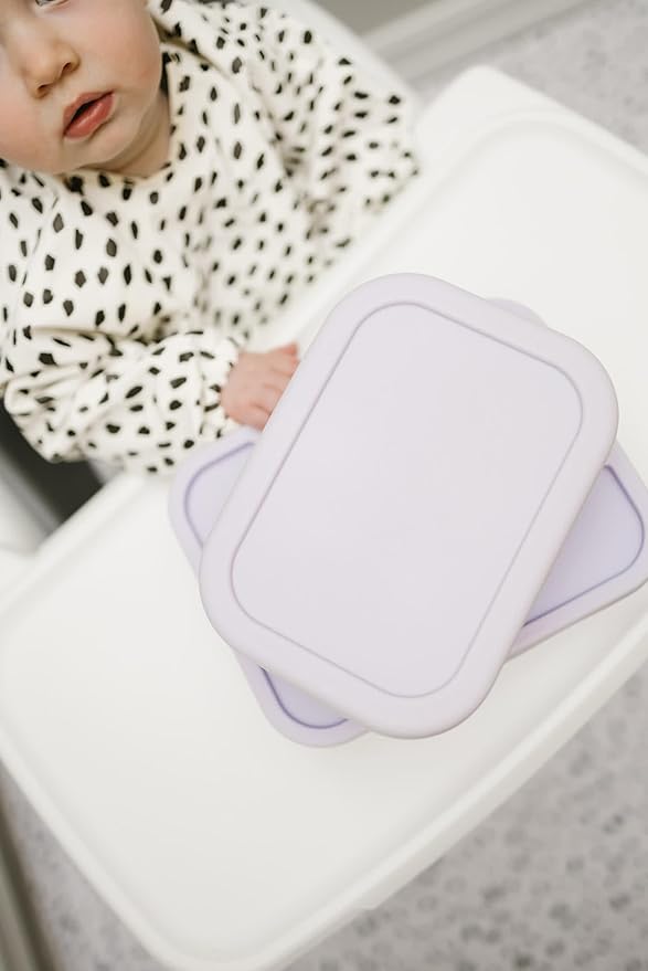 Leak Proof Bento Box Food-Grade Silicone Bento, BPA, Phthalate, Lead, & PVC Free - Bento Lunch Box for Daycare, Kids, & Adults - Leak Resistant Sets With Lids Snack Box Container (Lilac)