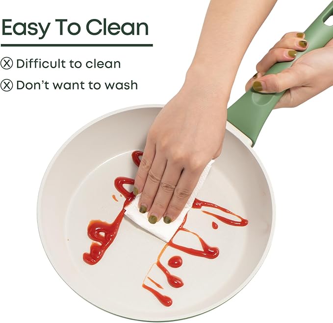 10Pcs Pots and Pans Set,nonstick Cookware Set Kitchen Cooking Set,Non-toxic Healthy Ceramic Induction Cookware Sets with firm heat-resistant handle(PFOA Free)