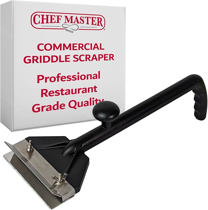 Chef Master Griddle Scraper & Flat Top Grill Cleaner - Griddle Cleaning Kit - Stainless Steel Flat Grill Scraper Tool for Diners, Restaurant, Food Truck - Blackstone Accessories - 90254