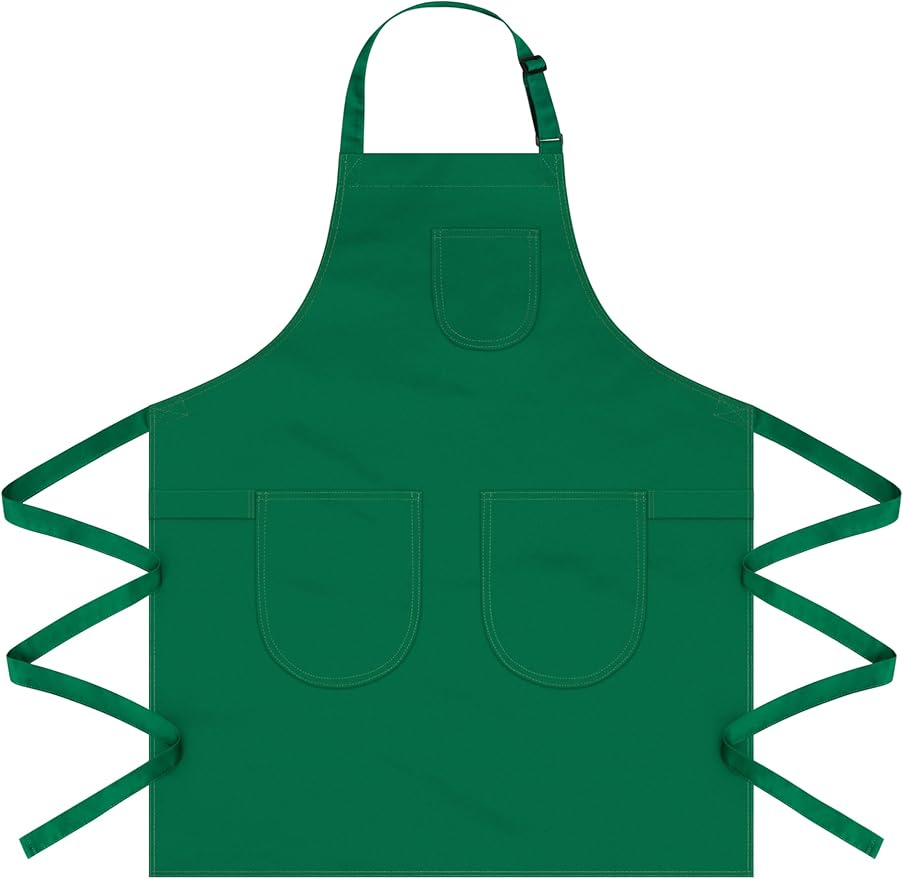 Unisex Apron with Pockets for Cooking, Salon & Art - 100% Cotton Adult Kitchen, Chef, Stylist Apron