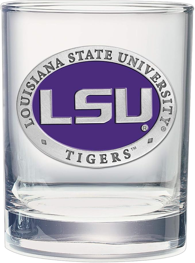 Heritage Pewter LSU Double Old Fashion | Double Rocks Glass 14 OZ for Liquor | Expertly Crafted Pewter Glass