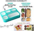 Bento Box Lunch-Box with Bag and Ice Pack, Insulated Lunch Bag and Snack Container Set for Kids Boys Girls Adults. 6 Compartments, Divided Portion Containers, Boxes for School Lunches, Teal