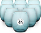 Restaurantware-Vetri 15 Ounce Wine Glasses, 24 Dishwashable Stemless Wine Glasses - No Lead, Durable, Blue Glass Cups, For Home, Bar, Or Restaurant, Serve Merlot, Chardonnay, Or Bordeaux