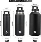 BJPKPK Half Gallon Water Bottle Insulated, Dishwasher Safe 64 oz Water Bottle with Handle, Leakproof BPA Free Water Jug, Large Stainless Steel Thermos for Sports, Black