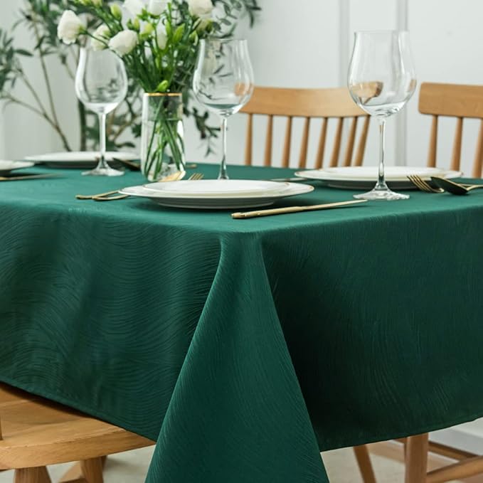 maxmill Christmas Hunter Green Tablecloth, Spill-Proof and Water Resistance Heavy Weight Soft Table Cloth for Christmas, Holiday and Family Gatherings, Dinner Square 60 x 60 Inch, Hunter Green