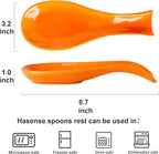 Hasense Spoon Rest for Stove Top, Cooking Spoon Holder for Kitchen Counter, Porcelain Utensil Rest for Spatula, Ladle and Tong, Modern Classic Kitchen Coffee Bar Decor, Orange