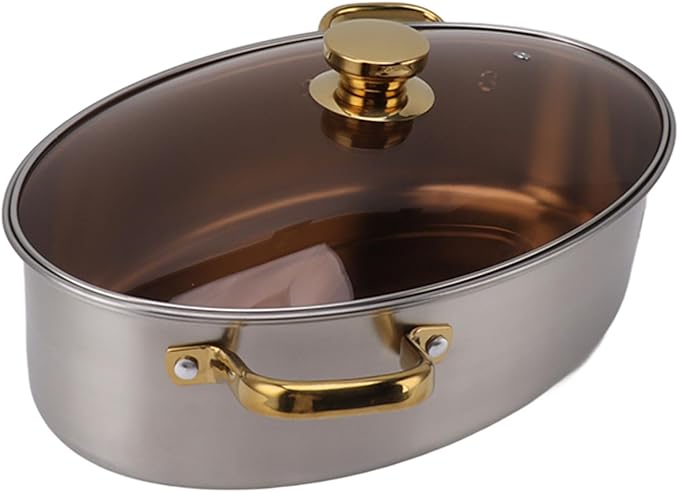 Stainless Steel Fish Steamer, Heavy Duty Oval Steamer Pot with Rack and Ceramic Pan Lid, Multi Use Cookware Stockpot for Steaming Fish, Boiling Soup, Steaming Seafood