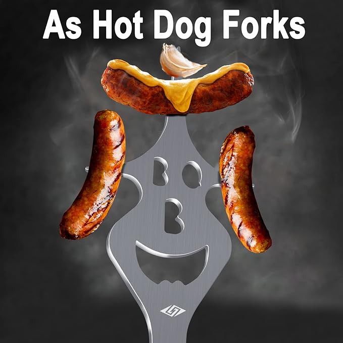 BBQ Grill Accessories for Gas Grill Charcoal Grill, 6 in 1 Grill Tools for Outdoor Barbecue Grill, 14 Inch Grill Utensils, Unique Gill Fork, Dad Gifts, Father's Day Gifts, Gifts for Men, Dad, Husband